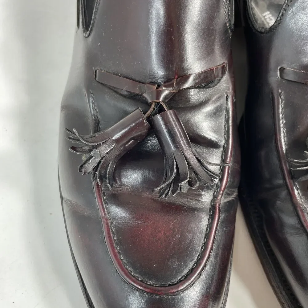 French Shriner Dark Burgundy Leather Tassel Loafer Shoes Men's 10B